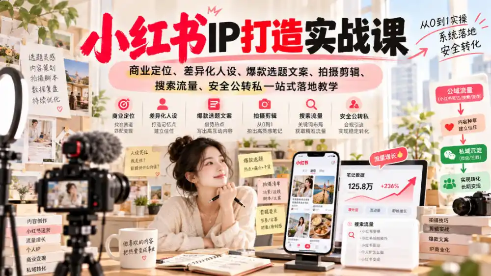 《小红书IP全案实战：从0到1打造能变现的商业账号》-猴哥资源站