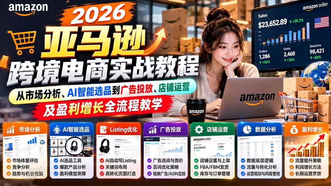 《亚马逊全链路实战体系：AI选品+广告进阶+数据底层，一套打通运营闭环》-猴哥资源站