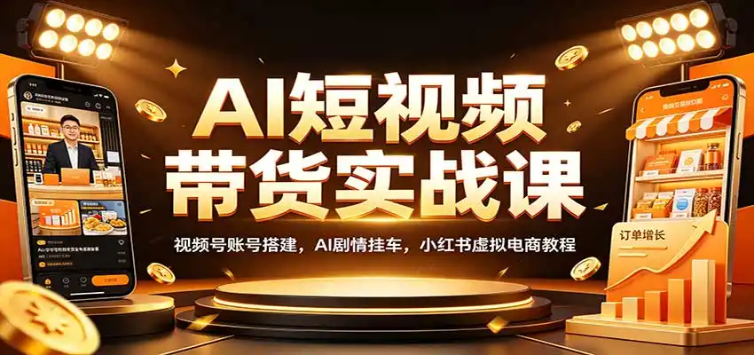 《AI短视频带货双平台实操，视频号+小红书零基础稳定变现》-猴哥资源站