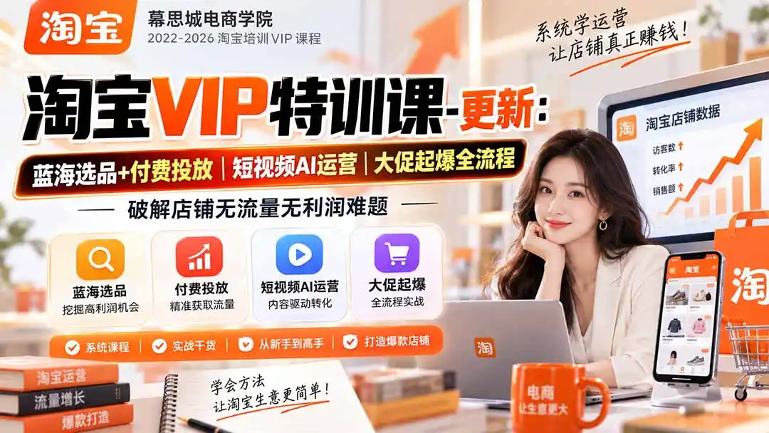 《淘宝VIP实战体系：选品直通车短视频全链路，从0到1盈利起店》-猴哥资源站