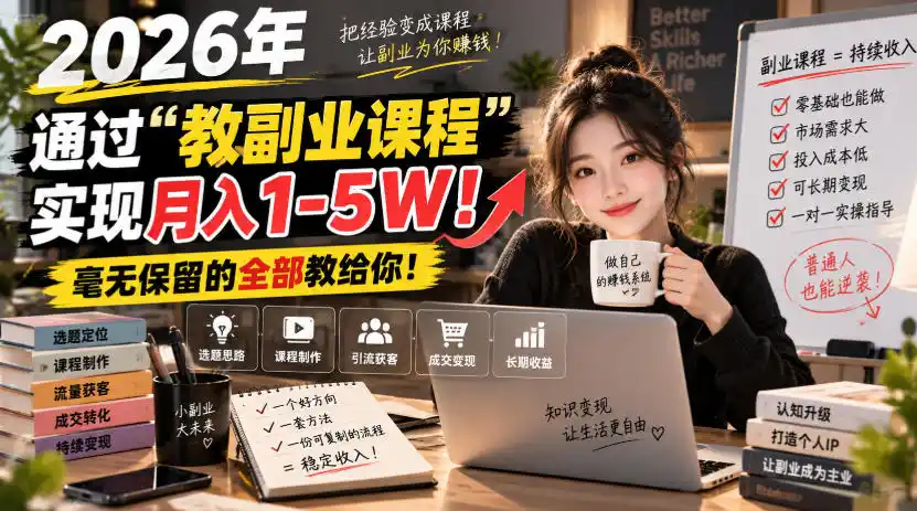 《副业教学合伙人招募：免费学全库项目+引流收学员，月入1-5W》-猴哥资源站