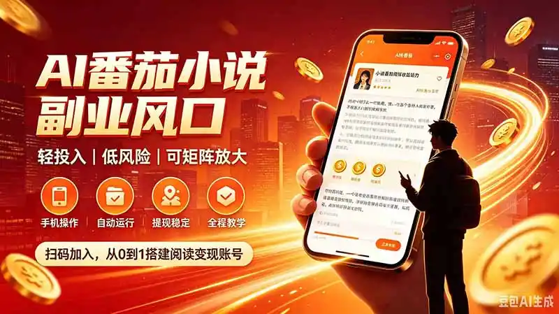 《AI智能托管番茄小说全自动挂机，零基础日入百元稳定变现》-猴哥资源站