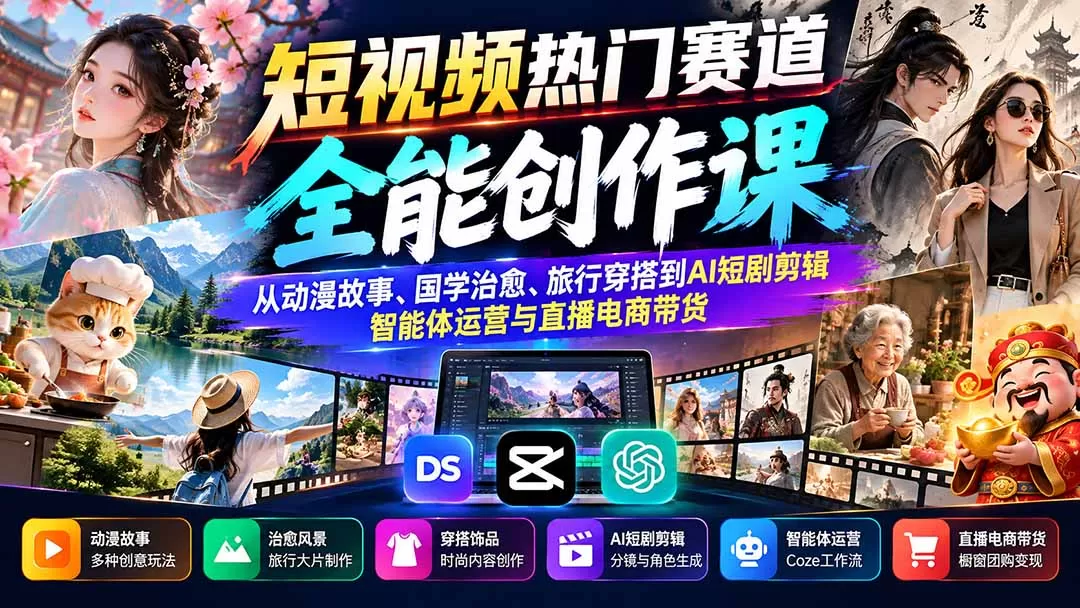 《AI全自动短视频创作+带货变现，零基础矩阵放大日入四位数》-猴哥资源站
