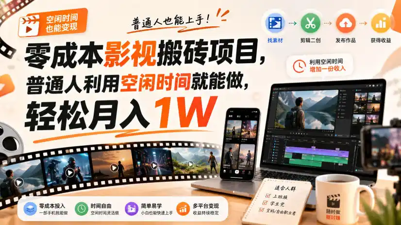 《1-10元开通全网影视年卡会员，零成本接单日入300+的躺赚实操》-猴哥资源站