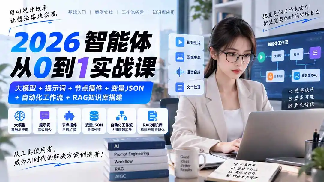 《零基础搭建AI智能体全栈实战，自动化工作流+知识库落地全攻略》-猴哥资源站