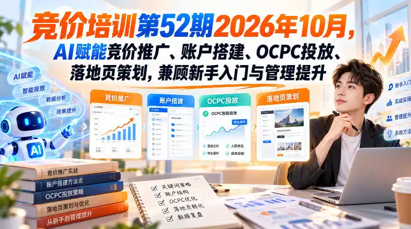 《AI竞价推广全栈实战：从账户搭建到OCPC控本，副业接单全攻略》-猴哥资源站