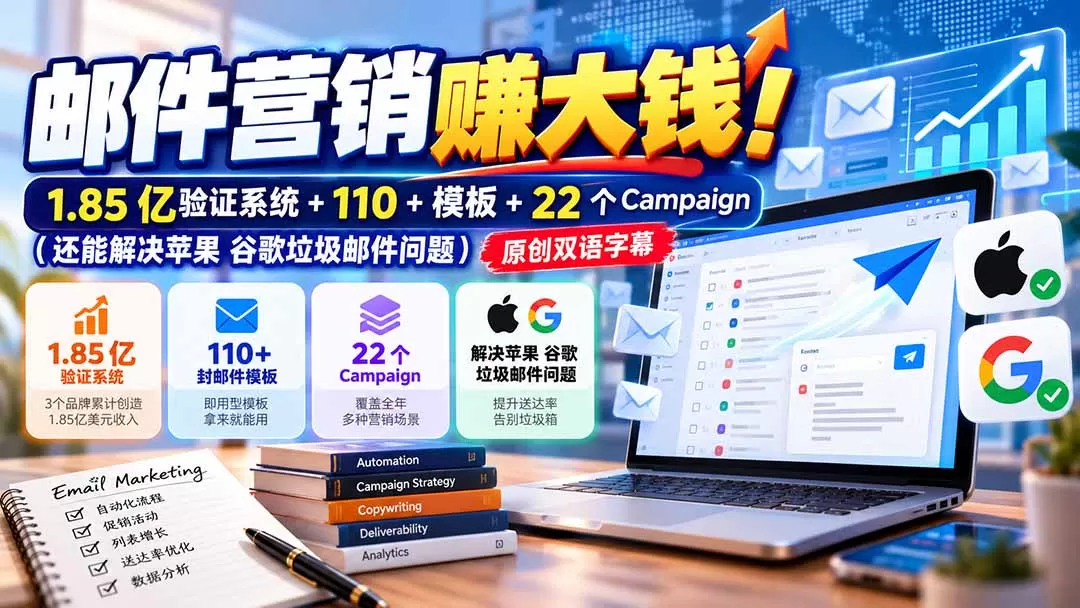 《邮件营销实战系统：14条自动化流程+7类促销，稳赚不赔》-猴哥资源站