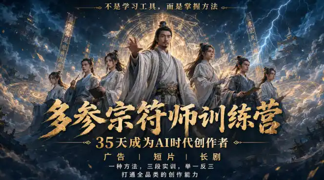 《AI视频创作35天实战训练，广告短片长剧全品类通吃，零基础也能上手》-猴哥资源站
