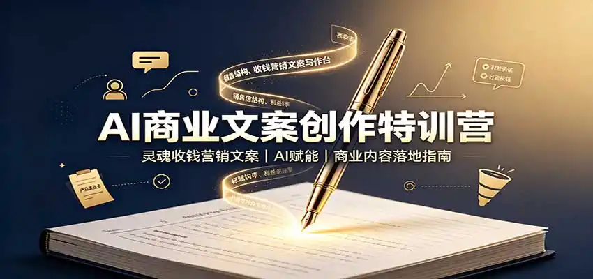 《AI文案变现全攻略：七类爆款商业文案，零基础也能写出收钱好内容》-猴哥资源站