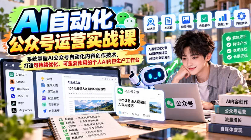 《AI公众号自动化工作流，35节实战搭建内容生产系统》-猴哥资源站