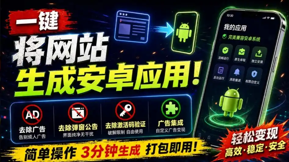 《一键将网站变安卓App，去广告+激活码+广告变现全流程实操》-猴哥资源站