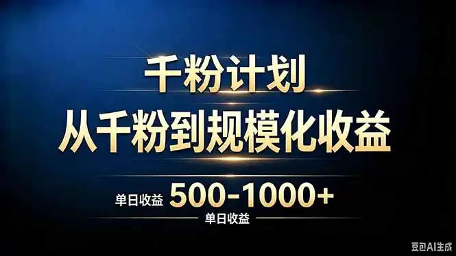 《抖音千粉精准变现计划：轻资产创业闭环，从0到1孵化盈利账号》-猴哥资源站