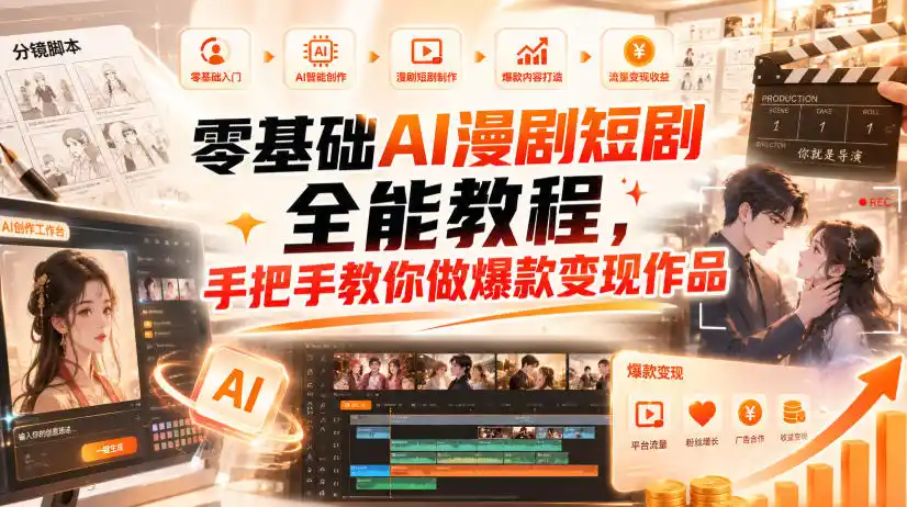 《零基础AI漫剧短剧全能实战，全题材爆款作品一键变现攻略》-猴哥资源站