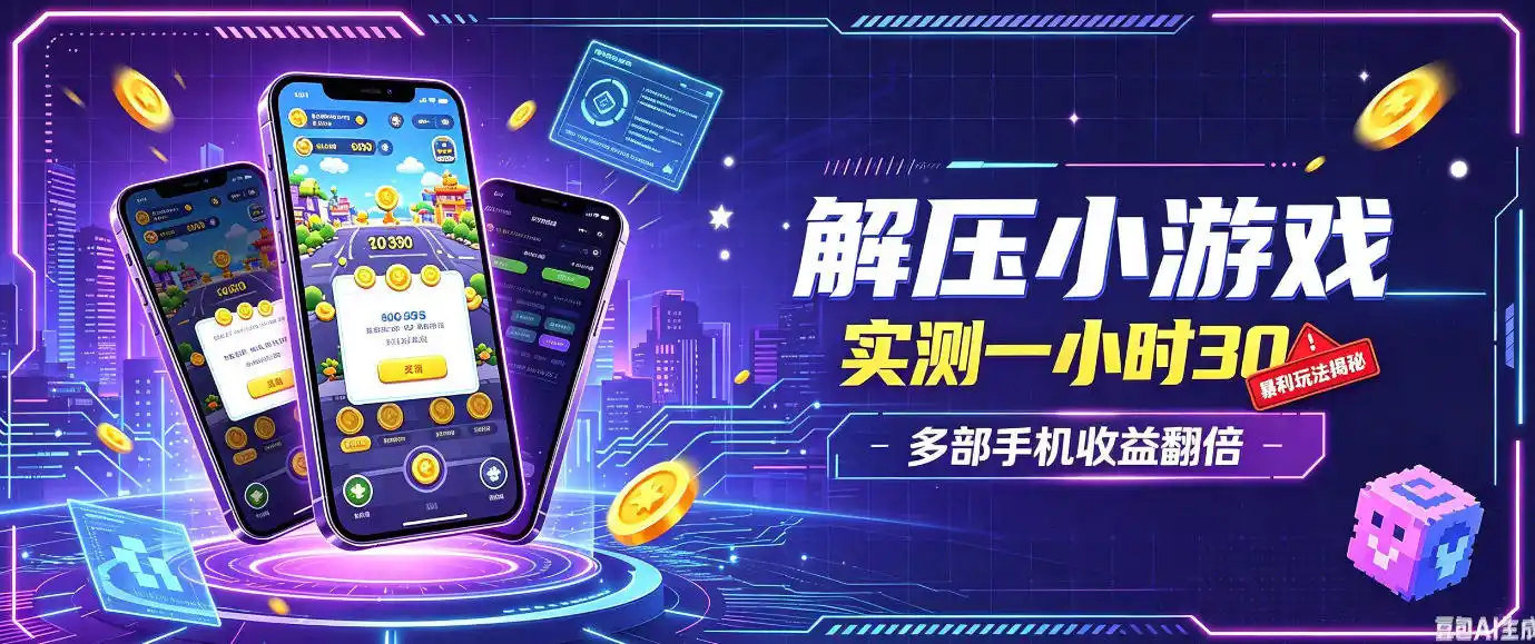 《小游戏全流程玩法，实测一小时搞30，当天见收益》-猴哥资源站