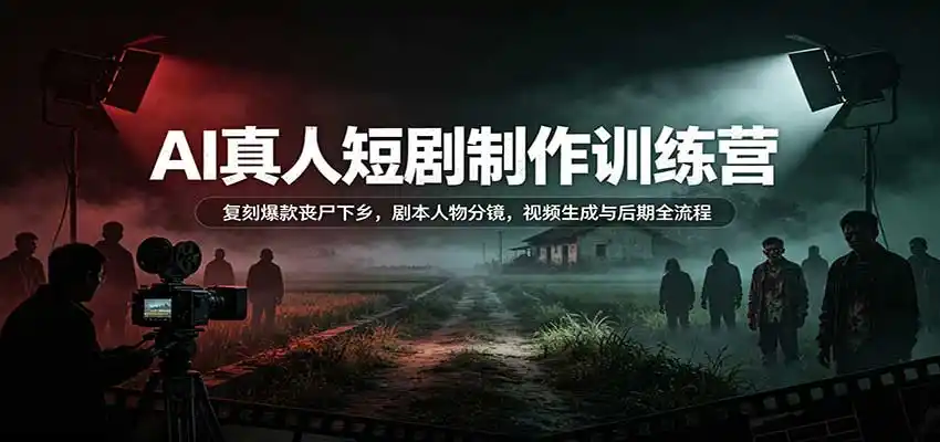 《AI真人短剧全流程实操，复刻爆款丧尸下乡，零基础也能出片》-猴哥资源站