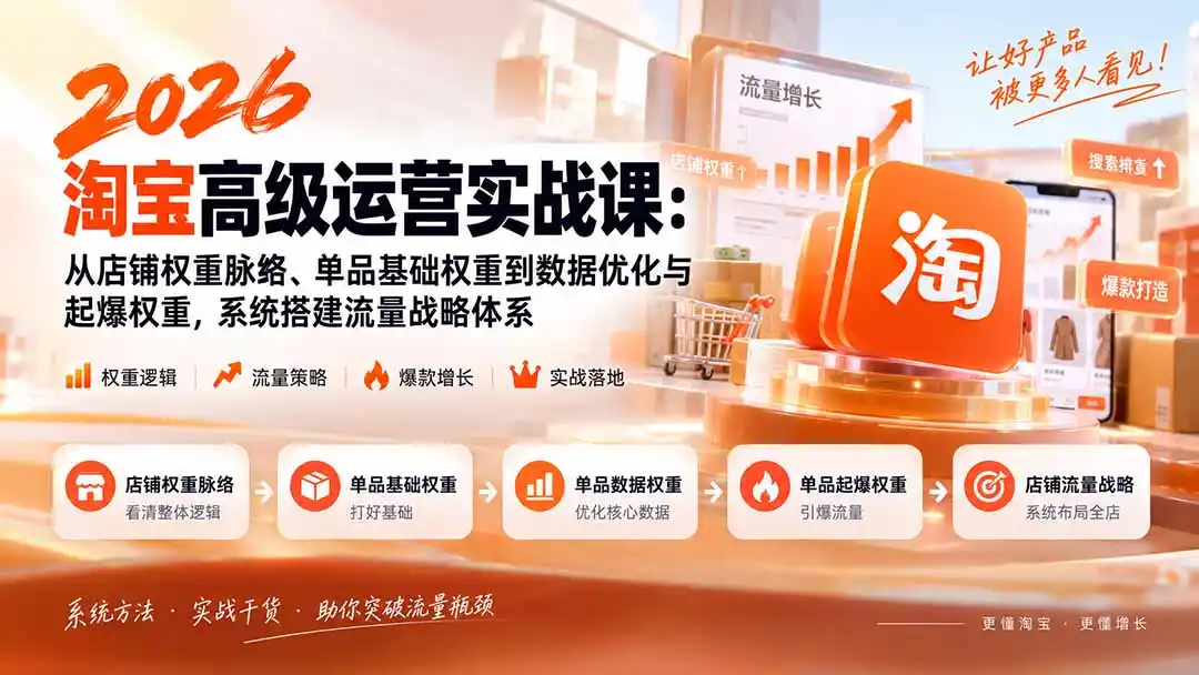 《淘宝权重爆破实战：单品起爆到店铺流量战略全拆解》-猴哥资源站