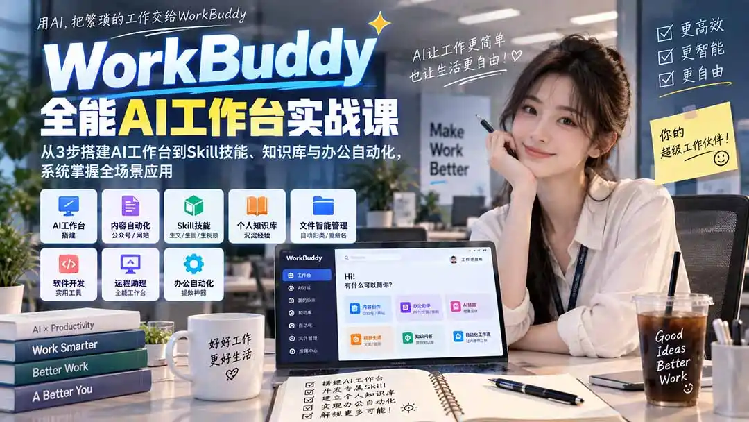 《WorkBuddy全能AI工作台：18节实操从搭建到自动化变现》-猴哥资源站