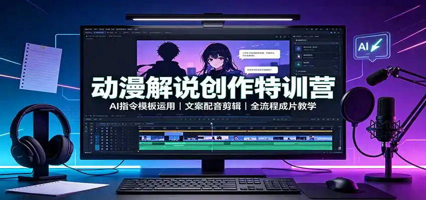 《AI动漫解说全流程实操，零基础批量产出爆款视频的完整攻略》-猴哥资源站