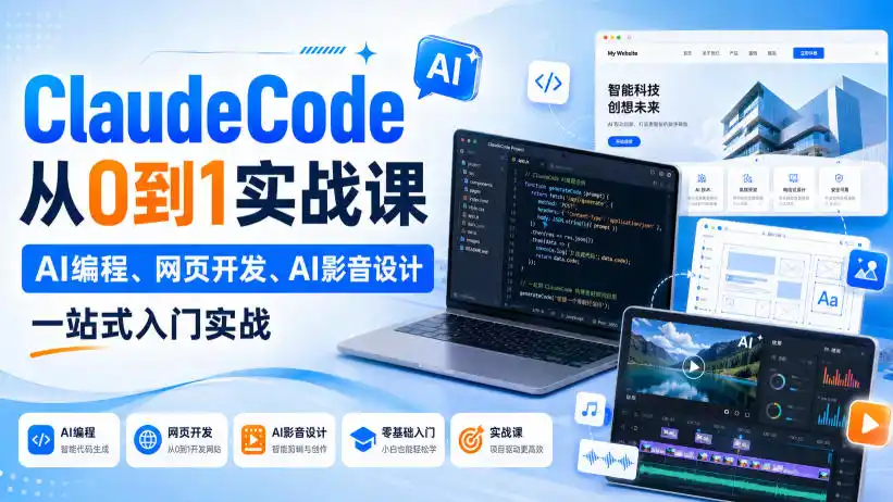 《Claude Code零基础实战，AI编程+影音创作一站式落地全攻略》-猴哥资源站