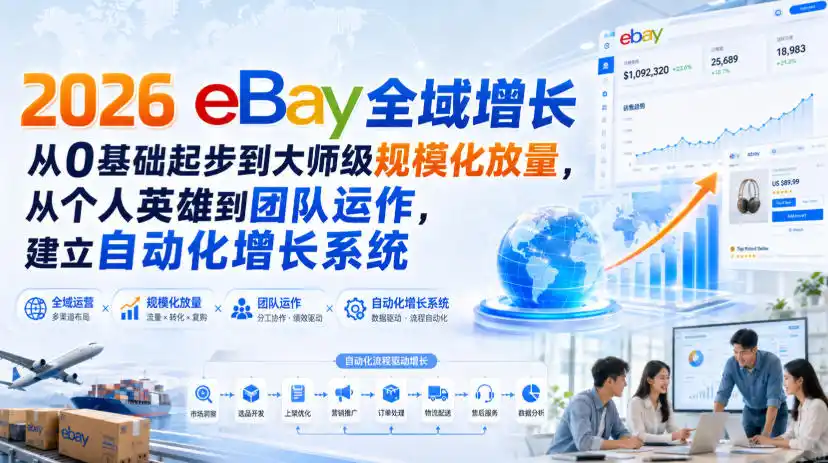 《eBay全域增长实战体系：从0到大师级放量，矩阵运营+广告组合撬动全站流量》-猴哥资源站