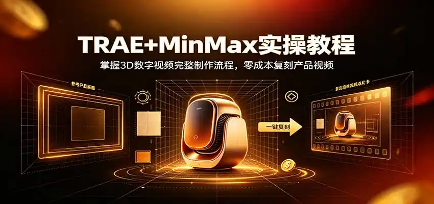 《零成本复刻产品视频，TRAE+MinMax全流程实操攻略》-猴哥资源站