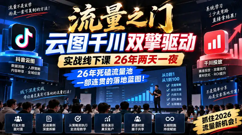 《云图千川双擎驱动，两天一夜打通付费撬动自然流全域打法》-猴哥资源站