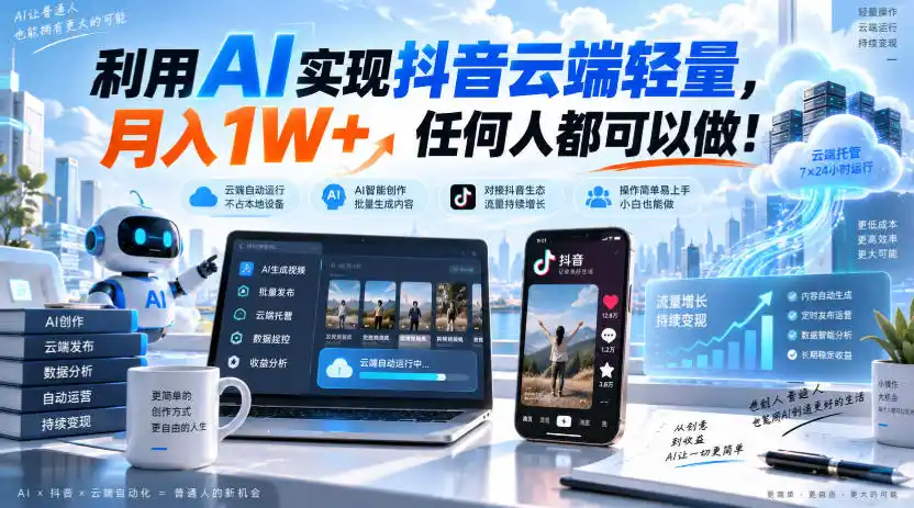 《AI自动蹲守抖音福袋，零基础日入300+的轻量变现攻略》-猴哥资源站
