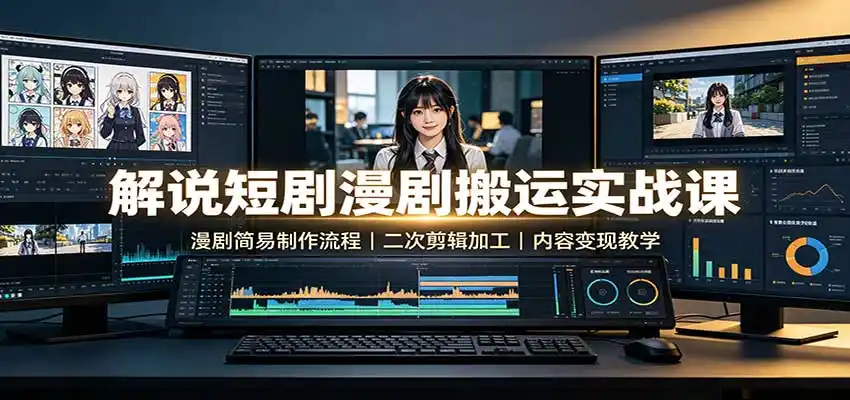 《漫剧搬运改编零基础实操，AI辅助批量产出日更解说短视频》-猴哥资源站