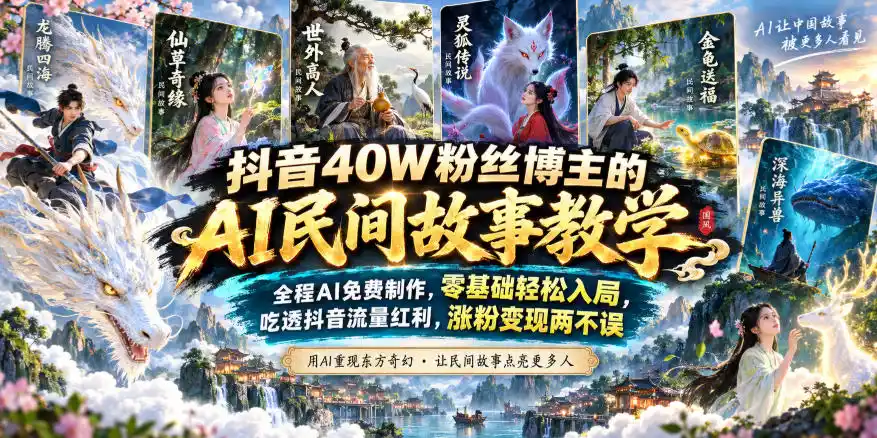 《AI民间故事短片零成本批量产出，新手轻松起号涨粉变现全攻略》-猴哥资源站