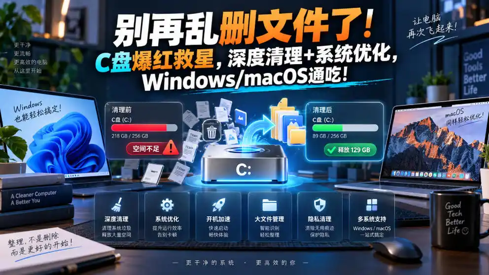 💡 你的电脑是不是又卡又慢，C盘动不动就飘红报警？-猴哥资源站