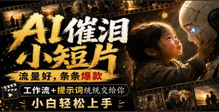 AI催泪小短片，流量好，条条爆款，工作流+提示词统统交给你，小白轻松上手-猴哥资源站