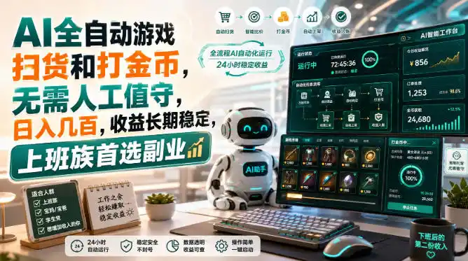 《游戏挂机+CS2皮肤扫货双项目，全自动矩阵放大，单号日入100+》-猴哥资源站