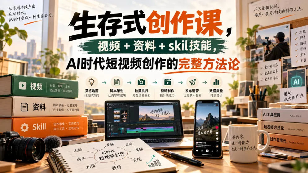 《AI赋能创作全流程：从选题到Skill复用的实战体系》-猴哥资源站