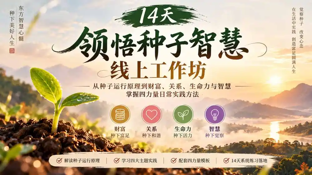 《14天种子智慧线上工作坊，财富关系生命力全维实操攻略》-猴哥资源站