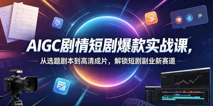 《AIGC剧情短剧全流程实战，零基础批量产出高清爆款，抢占流量红利》-猴哥资源站