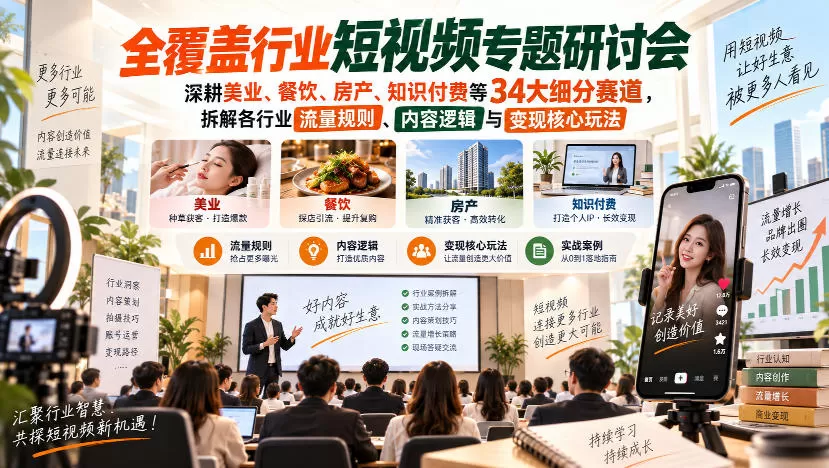 《34大细分赛道短视频打法全拆解，精准入局告别模板化内卷》-猴哥资源站