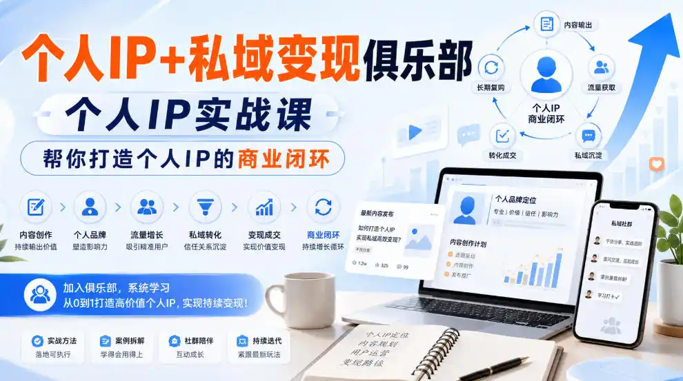 《个人IP私域变现全攻略，从定位到发售打造商业闭环》-猴哥资源站
