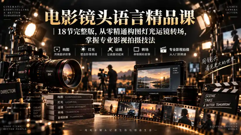 《电影镜头语言18节完整实战，零基础拍出电影级质感大片》-猴哥资源站