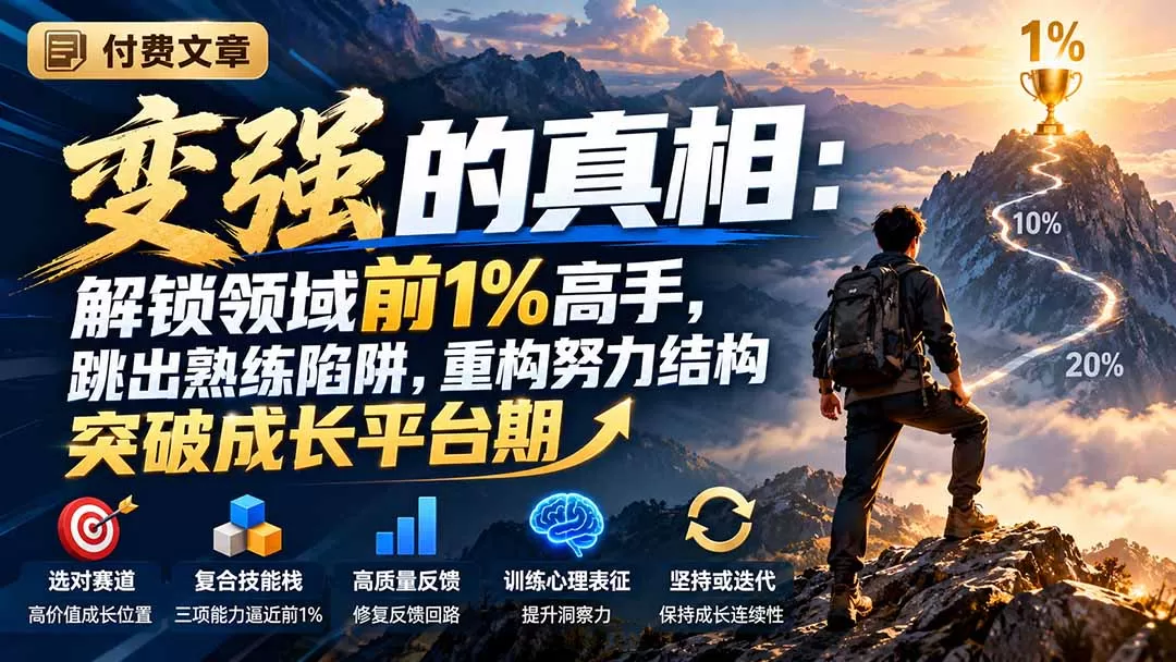 《拆解领域前1%成长底层结构，告别低水平重复实现能力复利》-猴哥资源站