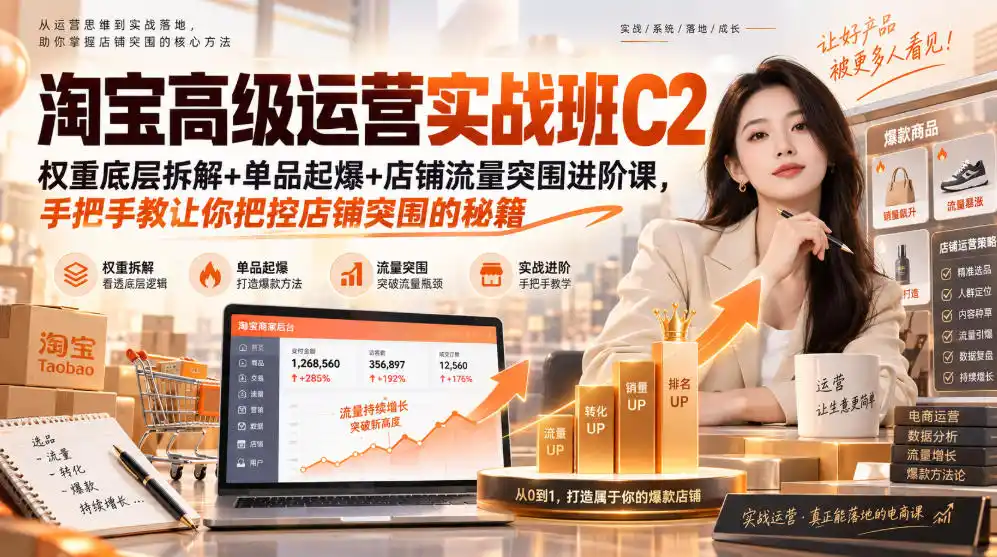 《淘宝权重底层拆解+单品起爆实战，手把手教你店铺流量突围》-猴哥资源站