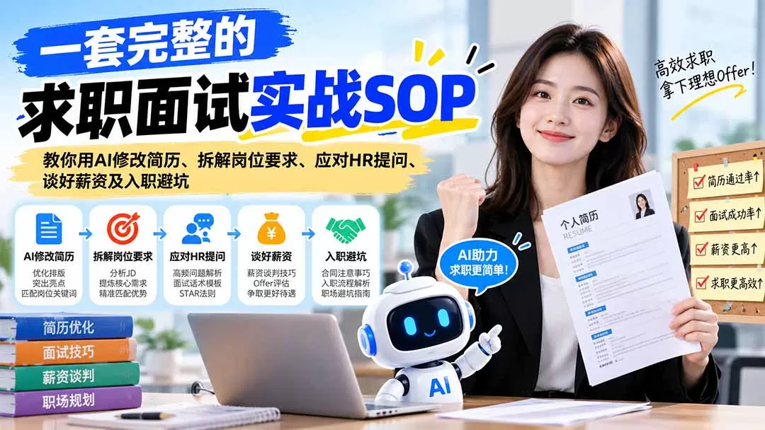 一套完整的求职面试实战SOP：教你用AI修改简历、拆解岗位要求、应对HR提问、谈好薪资及入职避坑-猴哥资源站
