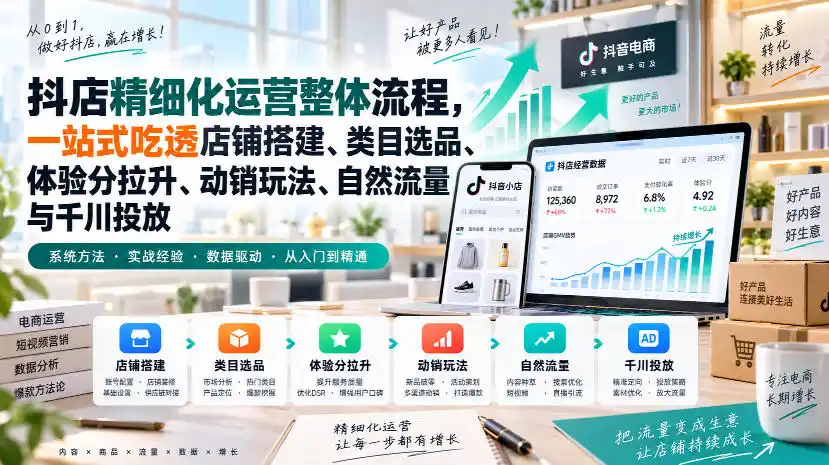 《抖店精细化全链路实操，从零起店到稳定盈利》-猴哥资源站