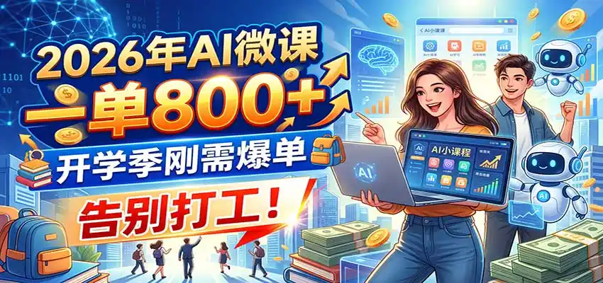 《AI微课代做零基础变现，一单几百当天出单的副业风口》-猴哥资源站