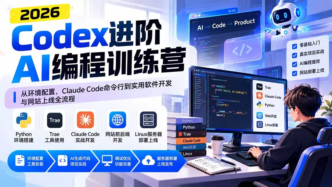 《零基础用AI开发软件+建站部署，跑通全流程实战体系》-猴哥资源站