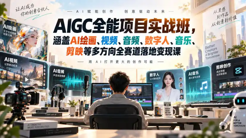 《AIGC六大AI赛道全栈实战，零基础接单变现一单几百的完整攻略》-猴哥资源站
