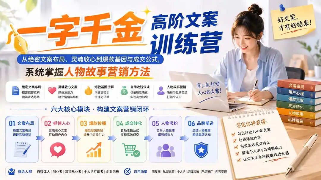 《私域文案变现全案：布局+收心+爆款+成交，一单几百的自动收钱文案体系》-猴哥资源站
