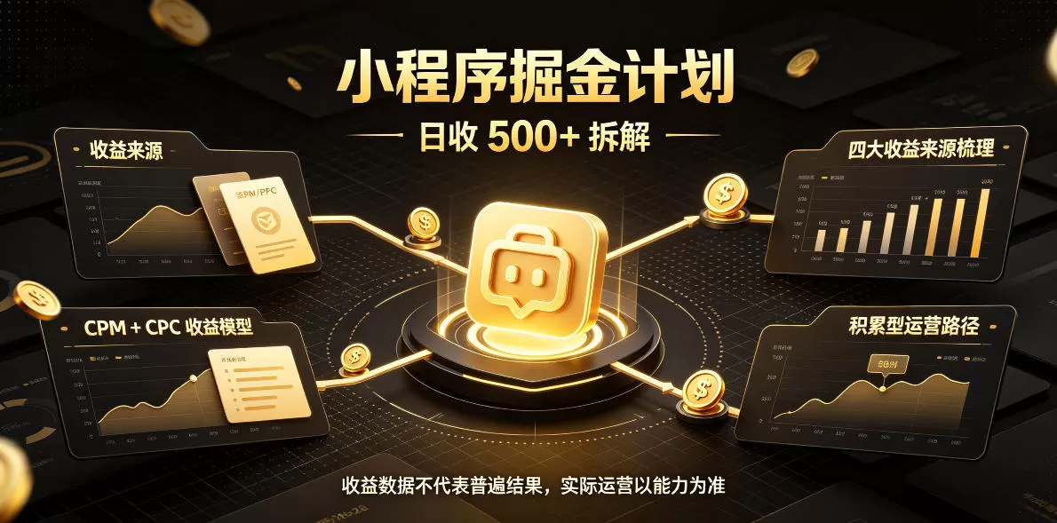 小程序推广计划,日收500+,腾讯官方打款,客户留存率高,收益长期稳定【揭秘】