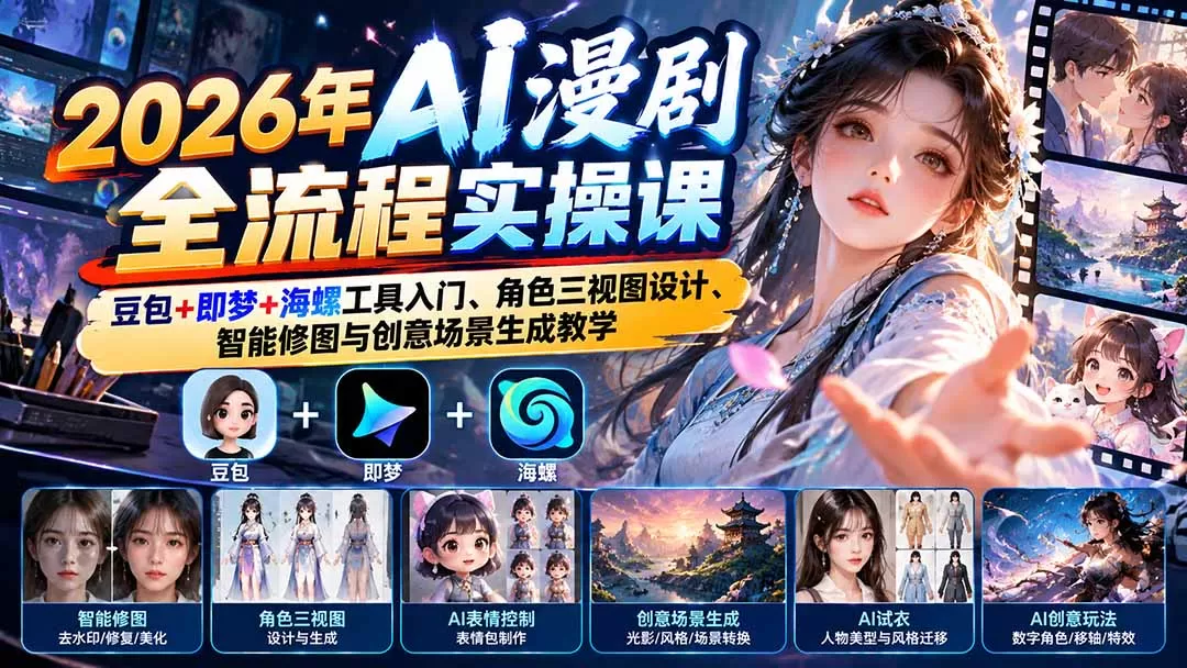 《AI漫剧实操全攻略：豆包即梦海螺三工具打通，零基础出片》-猴哥资源站