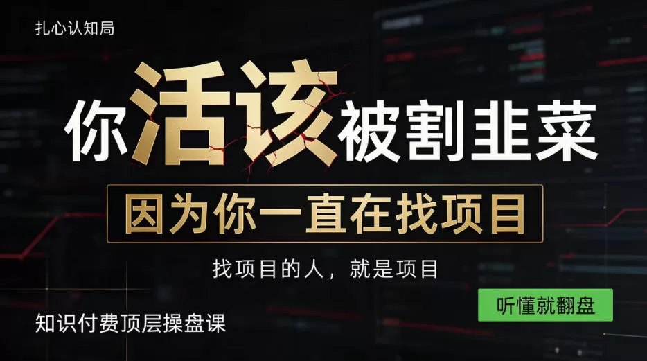 做项目不如卖项目,做知识付费自己当老板,知识付费顶层操盘课,听懂就翻盘【揭秘】