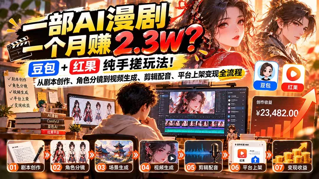 《AI漫剧短剧全链路实战，零基础做出可上架变现的完整作品》-猴哥资源站